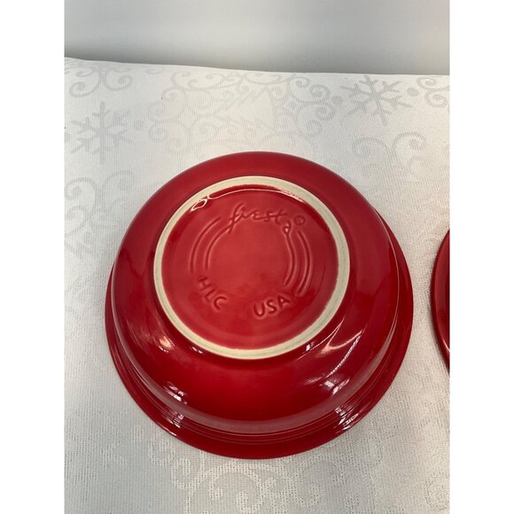 Fiesta Red Ceramic Bowls 6.5" Diameter Set Of 2 - Picture 7 of 8